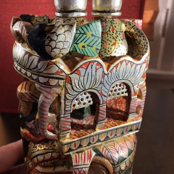 Kadamba Ambari Wooden Handcrafted Painted Elephant Figure 10” India Artwork - Picture 16 of 16